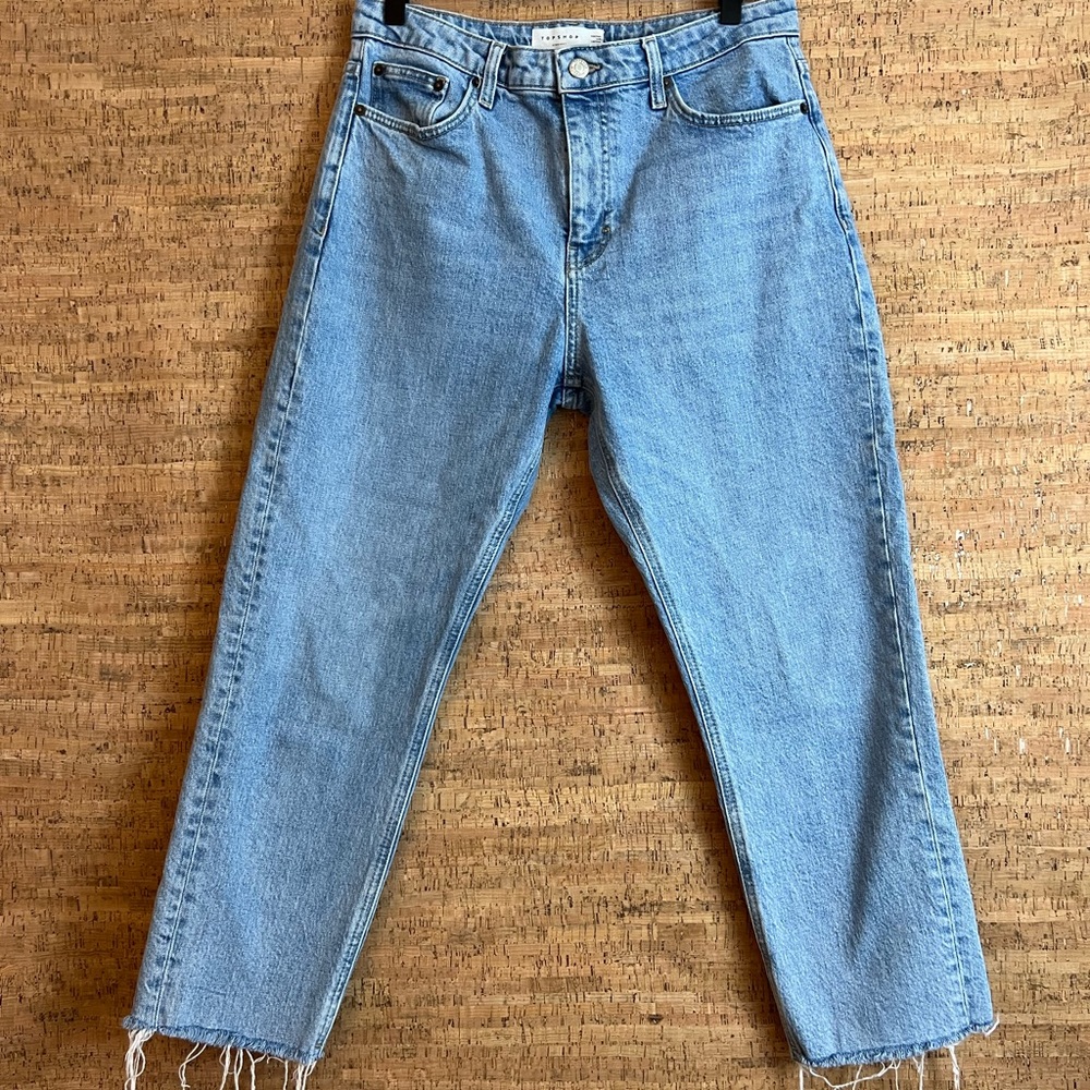 Topshop Raw Hem Straight Leg Jeans - Size 30